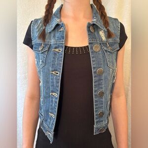 Vintage 90’s Y2K Hybrid & Company Blue Denim Vest Small